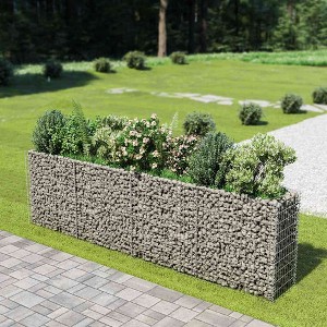 vidaXL Gabion Raised Bed Silver Galvanized steel 177.2 x 35.4 x 19.7 in - 1 of 4