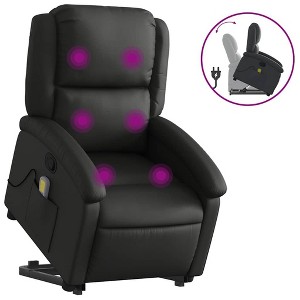 vidaXL Black Leather Power Lift Recliner Chair with Massage and Manual Recline, Comfortable Foam Padded Armchair for Elderly - 1 of 4