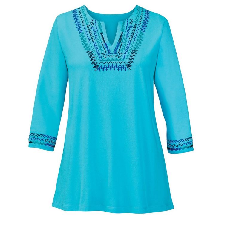 Collections Etc Multi Colored Embroidered V-Neck Tunic, 3 of 5
