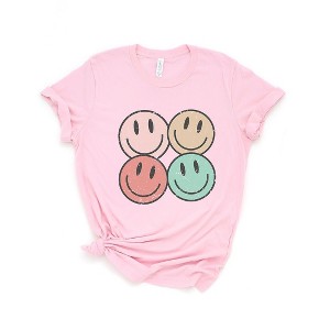 Simply Sage Market Women's Smiley Face Grunge Short Sleeve Graphic Tee - 1 of 3