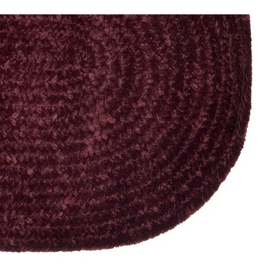 Burgundy Oval Braided Synthetic Reversible Utility Rug, 22" x 40"