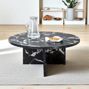 Mshliw 31.4'' Round Coffee Table with MDF Top, Dining Table, Low Profile Center Table for Living Room, Bedroom, or Office Use - 1 of 4