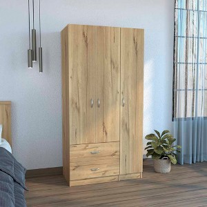 TIRAMISUBEST 3-Door Armoire with Drawers - Mobile Storage Cabinet with Locking Wheels & Adjustable Shelf | Space-Saving Closet Organizer - 1 of 4