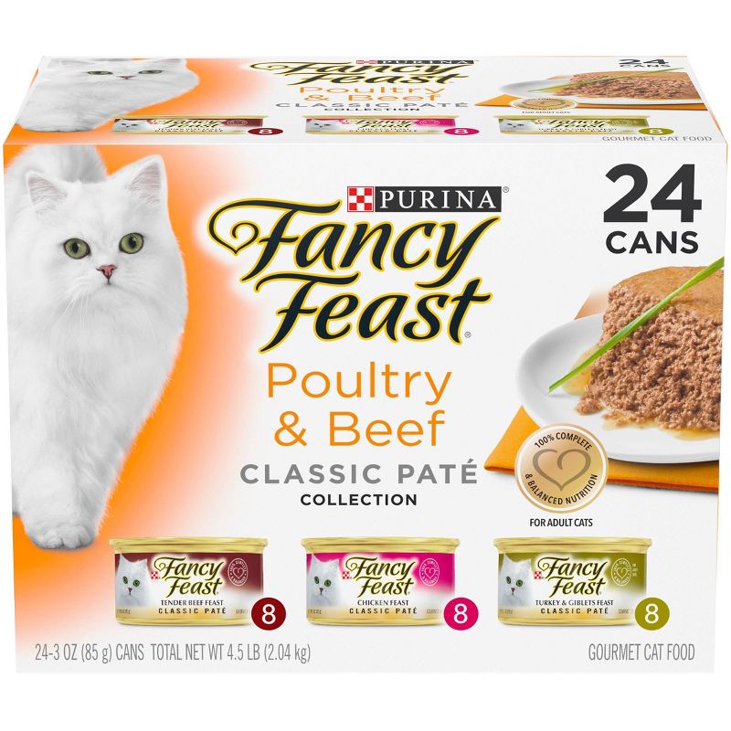 Purina Fancy Feast Classic Paté Gourmet Wet Cat Food Poultry Chicken, Turkey & Beef Collection - 3oz, 1 of 9