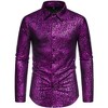 Lars Amadeus Men's Long Sleeves Button Down Leopard Printed Metallic Shirts - 2 of 4