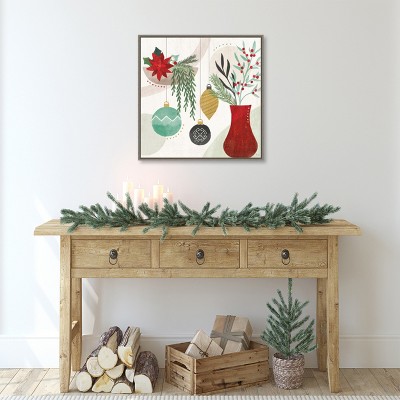 Nordic Christmas Ornaments Canvas Framed Wall Art 22" x 22"
