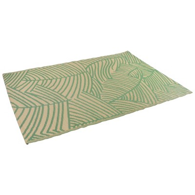 4' x 6' Green and Tan Palm Leaf Outdoor Area Rug