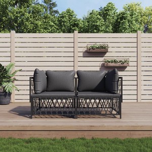 vidaXL 2 Piece Patio Lounge Set with Cushions Anthracite Steel - 1 of 4
