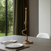 Boho Snake Taper Candle Holder - Decorative Aluminum Metal Candlestick for Home, Office, Living Room & Bedroom - Metallic Vintage Design - 13" Gold - 3 of 4