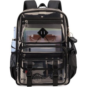 Hachikiko Stylish Clear Backpack with Leather Pendant - Heavy Duty Transparent Bookbag | 15.6in Laptop Fit - 1 of 4