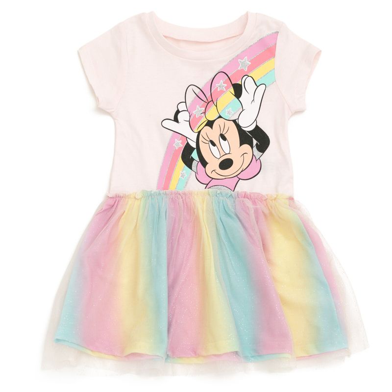 Disney Minnie Mouse Mickey Mouse Rainbow Tulle Dress Toddler to Big Kid, 1 of 7