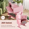 RoyalCraft Nightstand with LED Light Strips, Modern End Table with Rotating Drawer and Glass Door Storage for Bedroom or Home Office, Pink - 4 of 4