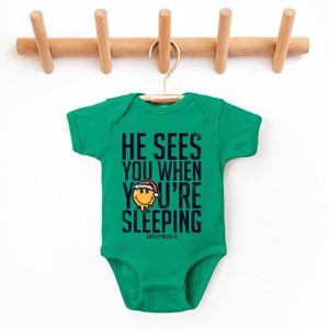 SmileyWorld He Sees You When You're Sleeping - Baby Short Sleeve Graphic Bodysuit - 1 of 4
