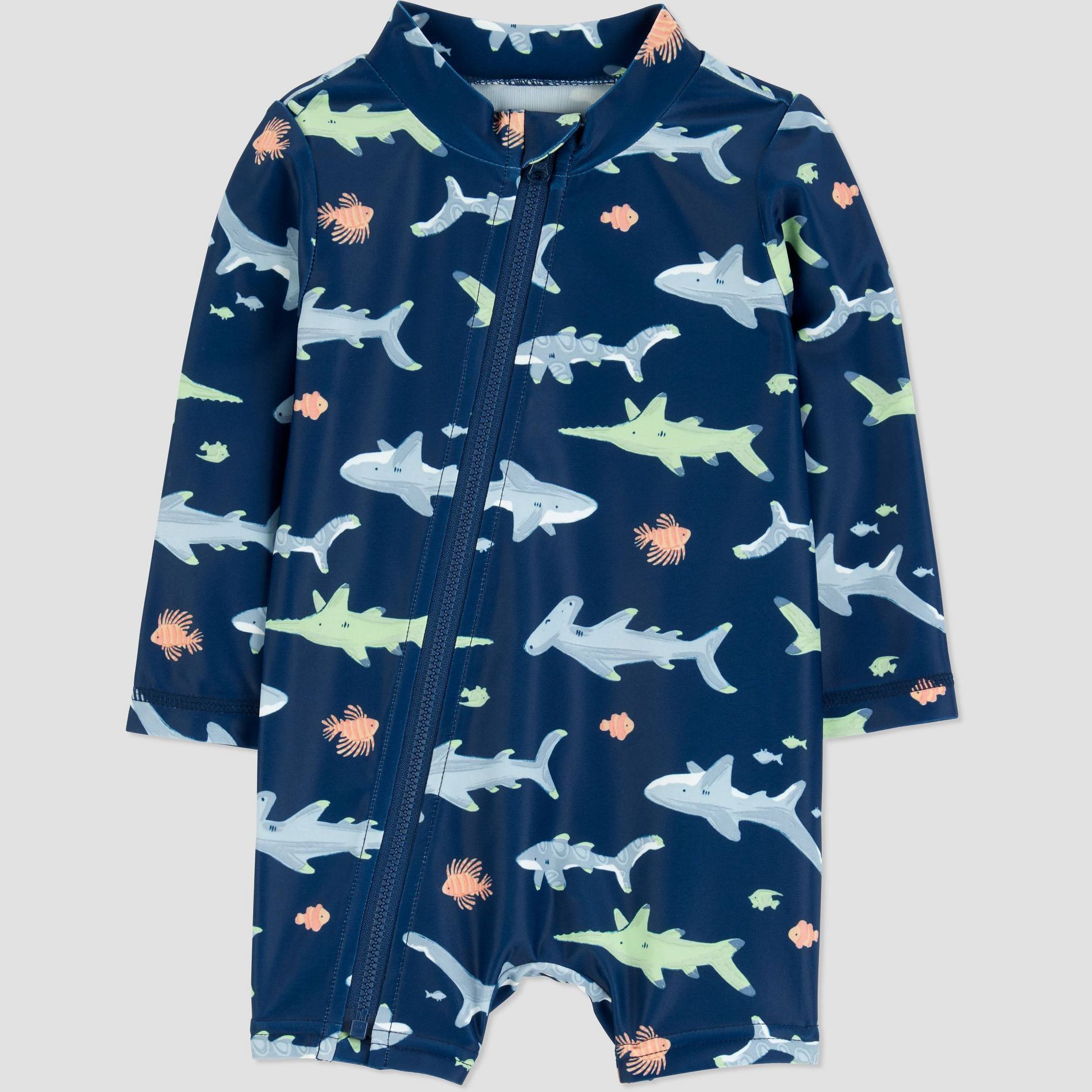 Carter's Just One You® Baby Boys' Shark Long Sleeve Rash Guard Unisuit Swimsuit - Navy Blue