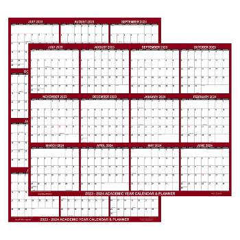 SwiftGlimpse 2023-2024 Academic Year Wall Calendar  & Planner 24"x36" Maroon