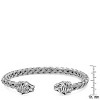 Steeltime Men's stainless steel braided wire tiger head bracelet. Color Option: Silver, Gold - 3 of 4