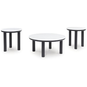 Signature Design by Ashley Xandrum 3-Piece Coffee Table Set with End Tables - Black/White Finish - 1 of 4