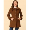 Allegra K Women's Peter Pan Collar Single Breasted Outwear Winter Buttoned Long Coat - 2 of 4