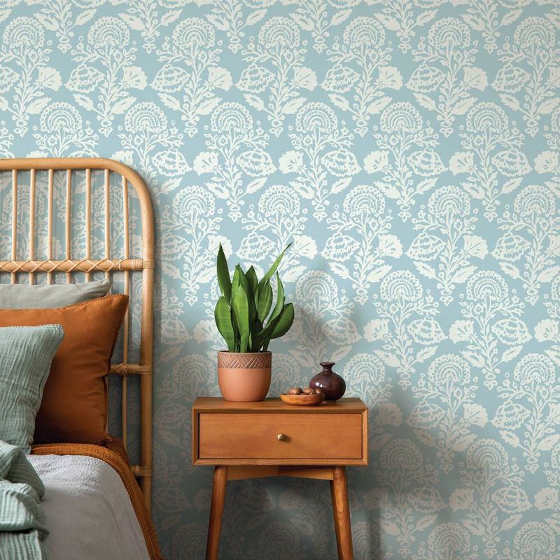 Tempaper Peel and Stick Wallpaper Floral Damask Blue, 5 of 7