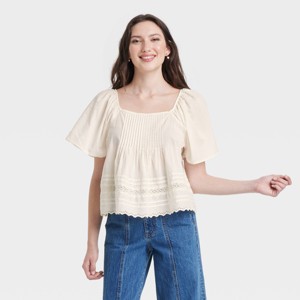 Women's Flutter Short Sleeve Blouse - Universal Thread™ - 1 of 3