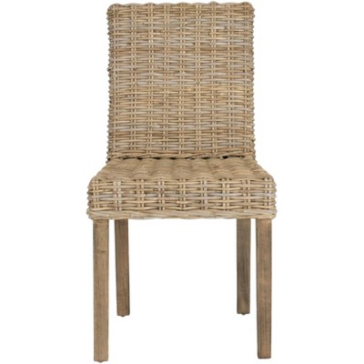 Natural Rattan and Mango Wood Dining Side Chair Set