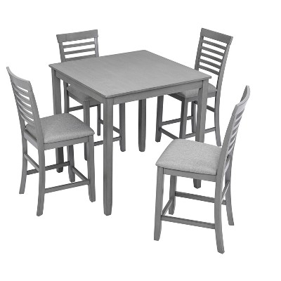 VYNXARIA 5 Piece Dining Table Set,Wooden Dining Square Table,Kitchen Table Set with Square Table and 4 Upholstered Chairs