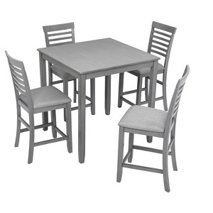 VYNXARIA 5 Piece Dining Table Set,Wooden Dining Square Table,Kitchen Table Set with Square Table and 4 Upholstered Chairs - 1 of 4