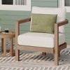 Outdoor Patio Wooden Club Arm Chair,Garden Backyard Tub Shape Fabric Upholstered Dining Armchair,Modern Curved Back Arm Chair-Coolbibila - 2 of 4