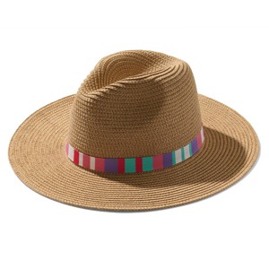 Kendra Scott Pasleigh Panama Woven Band Hat - Brown: Midweight Tweed, Comfort Elastic, One Size Fits Most - 1 of 3