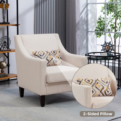 MOONMISS Modern Corduroy Accent Chair,Upholstered Armchair with Scooped Arms for Bedroom,Apartment,Studio,Office,Waiting Room