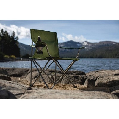 Green Collapsible Outdoor Camping Chair with Mesh Cup Holder