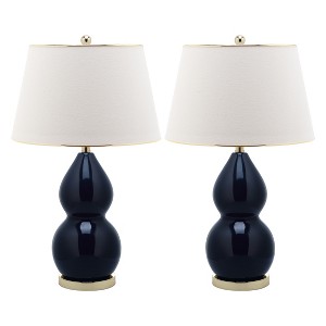 Jill Double Gourd Ceramic Lamp Set - Safavieh , Blue/White