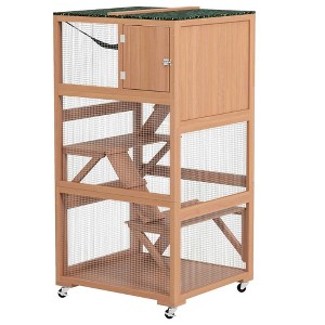 Resenkos Cat Cage, Cat Crate Kennel Enclosure Playpen,Catio, Outdoor Cat Enclosure House on Wheels with Hammock, Orange - 1 of 4
