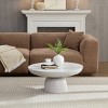Modern Gray Round Fiberglass Coffee Table with Pedestal Base, Minimalist Accent Table for Living Room, Lounge, or Small Apartment Spaces-Panipeachy - 2 of 4