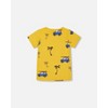 Deux par Deux Boy Printed Organic Cotton Tee Yellow and Blue Car - 3 of 4