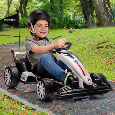 Ride On Go Kart, Kids 24V 7Ah Battery Two 200W Motors, 8MPH Fast Drifting Circling Car, Adjustable Seat Electric Ride Toy, for Kids