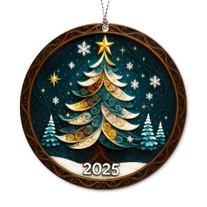 Elegant Christmas Tree Ornaments 2025, Holiday Ornaments with Star and Snowflake Design - 1 of 4