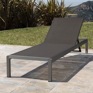 Wooakway Minimalist 77.5"L Patio Chaise Lounge with Wheels Aluminum Frame Breathable Mesh for Poolside Garden Yard Terrace Deck Balcony Lawn - 1 of 4