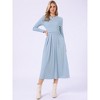 INSPIRE CHIC Women's High Waist Pleated Front Long Sleeve A-Line Ribbed Knitted Maxi Sweater Dress - 4 of 4
