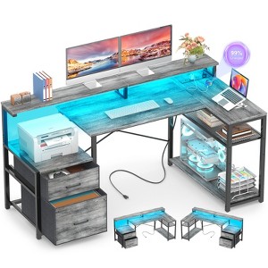 Besiost 57-In L Shaped Computer Desk with Charging Station for Home Office - 1 of 4