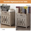 End Table with Charging Station, Narrow Side Table Small Nightstand, Retro-Grey - 4 of 4