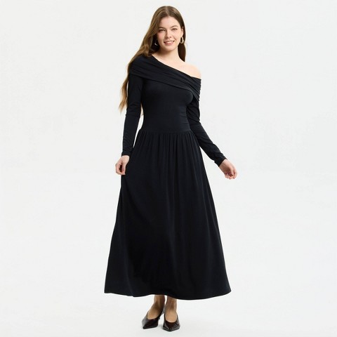 Женские платья A New Day Women's Long Sleeve Midi A-Line Dress - A New Day™ Black M