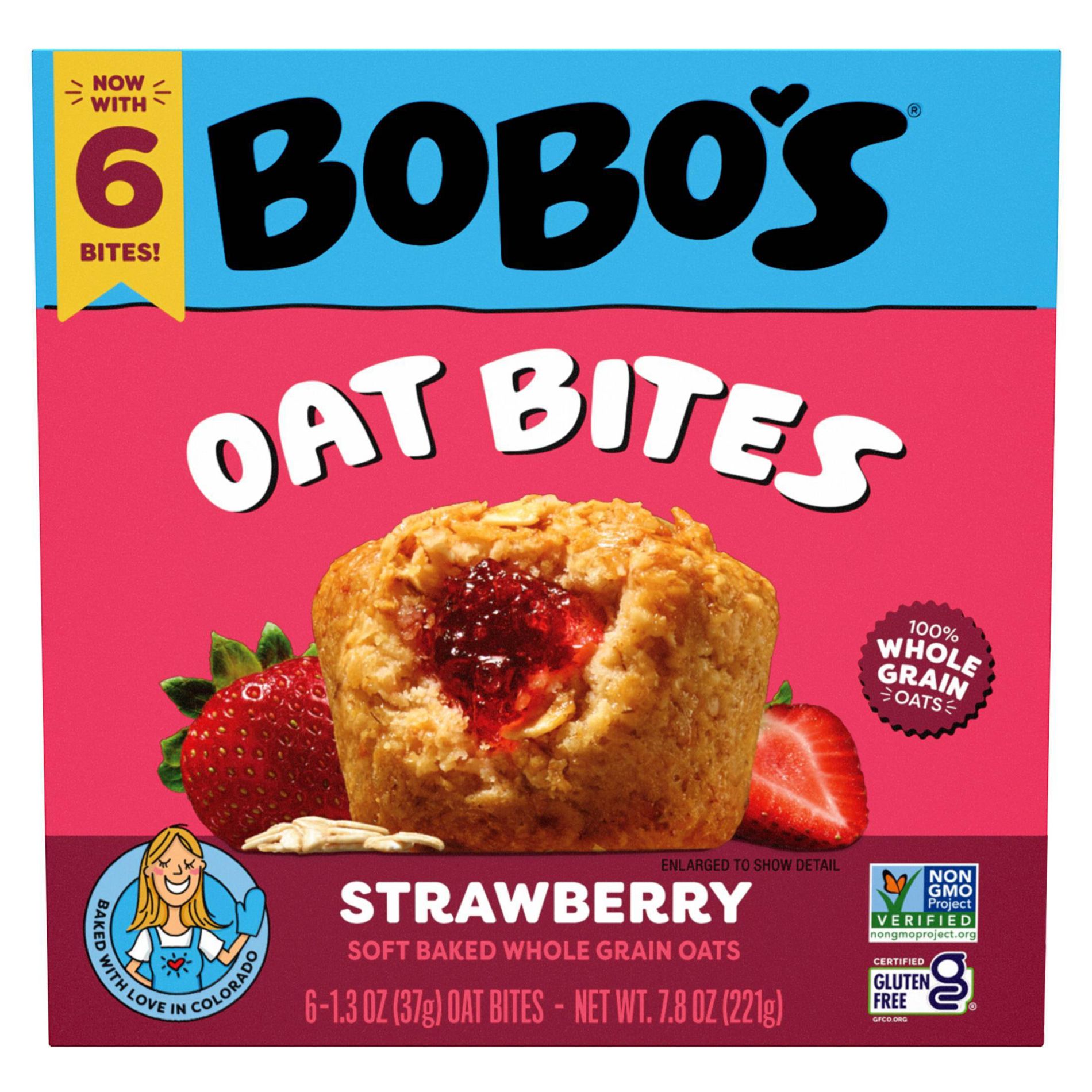 Bobo's Oat Bars Bites Strawberry - 7.8oz/6ct
