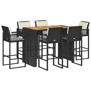 vidaXL Garden Bar Set Black and Cream - 72.8" 6 Piece Set - 1 of 4