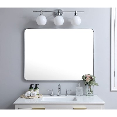 Evermore Contemporary 40x30 Silver Wood Vanity Mirror