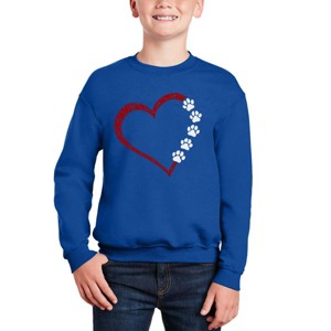 LA Pop Art Meow Heart - Boy's Word Art Crewneck Sweatshirt - 1 of 4