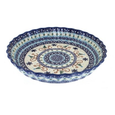 Blue Rose Polish Pottery Noel Nights Pie Plate