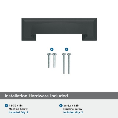 Matte Black Traditional Cabinet Cup Pull with Mounting Hardware