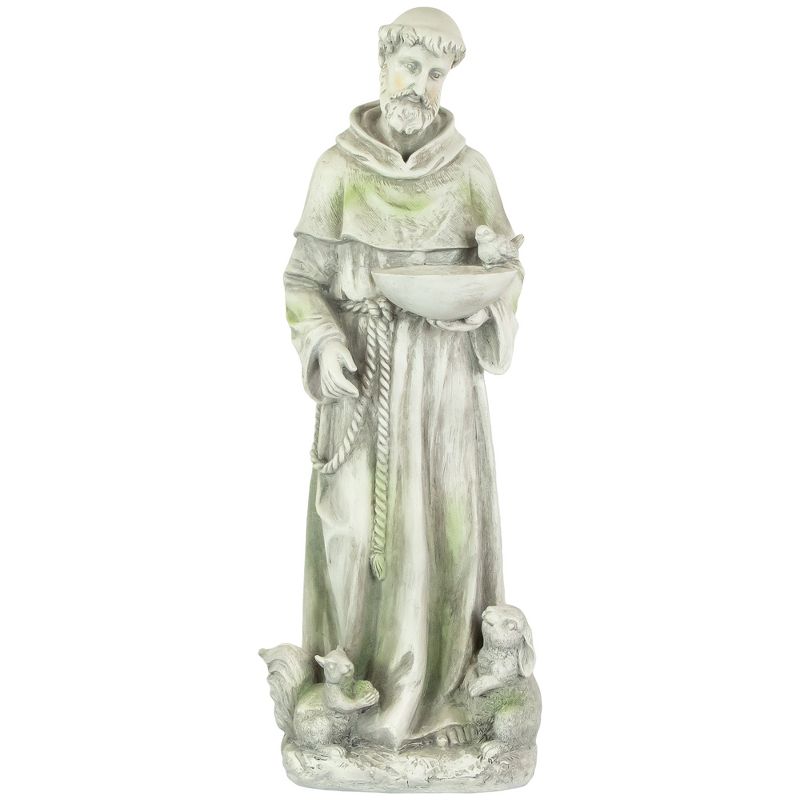 Northlight 23.5" Saint Francis of Assisi Bird Feeder Outdoor Patio Garden Statue - Gray, 1 of 6