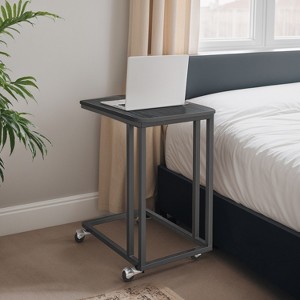 C Shaped End Table TV Tray End Table, C Shaped TV Tray With Metal Frame Rolling Casters TV Tables For Living Room For Eating Bed Table Tray - 1 of 4